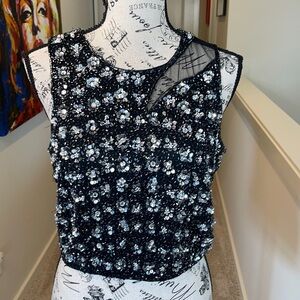 Lace & bead sparkle top sleeveless